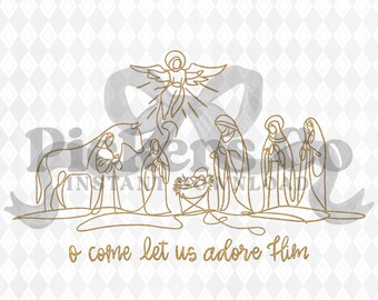 glitter nativity line art png