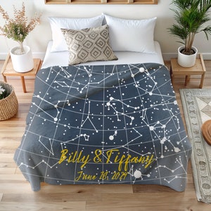 Couverture polaire personnalisée carte constellation, carte des étoiles offerte, cartographie des étoiles, cartographie des étoiles, carte des étoiles cadeau, carte des étoiles personnalisée, étoile du ciel nocturne cadeau