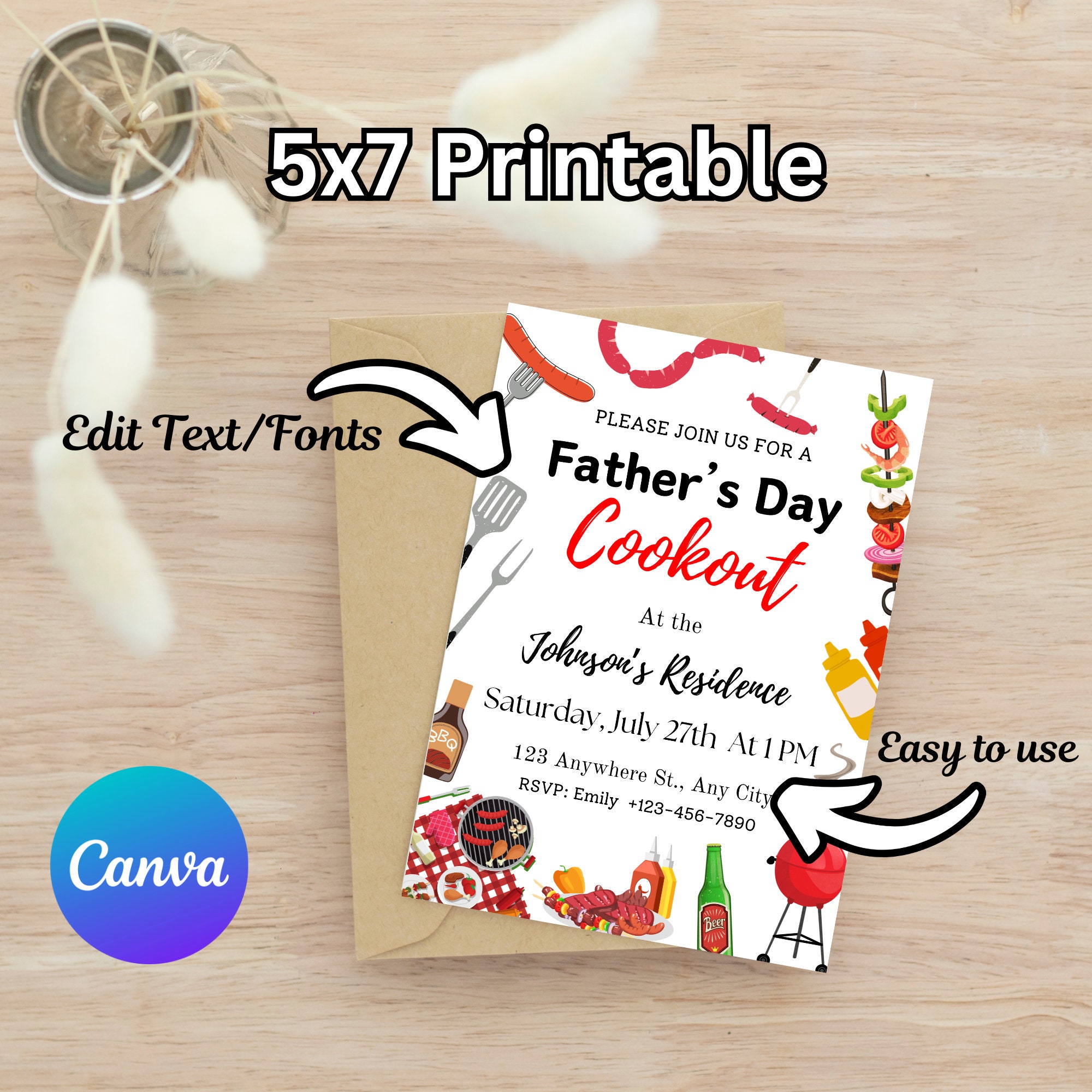 Father's Day Cookout Invitation Template Fathers Day BBQ Cookout Party ...