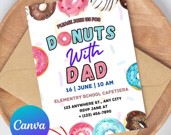 Father's Day Invitation Donuts With Dad Template Fathers Day Invitation ...