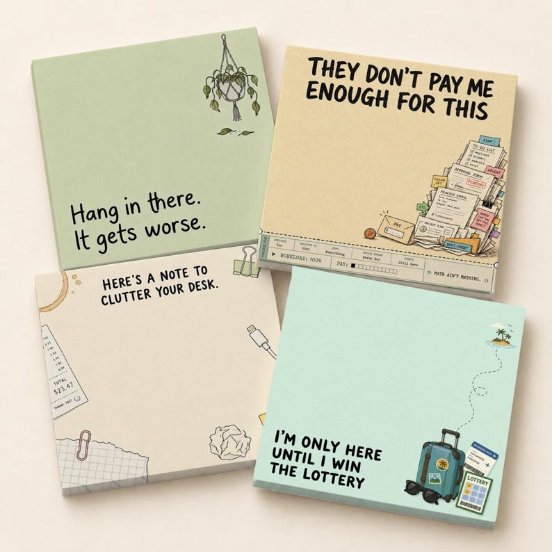 Funny Sarcastic Sticky Note Set, 4 Pack, 3x3 Inch, 50 Sheets/pad ...