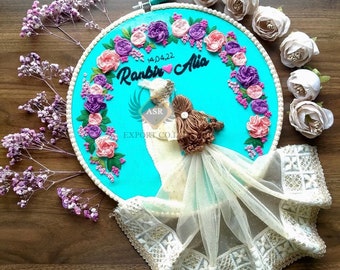 Floral Embroidery Hoop, Anniversary Gift, Custom Embroidery, Wall Decor,Couple Hoop Art, Wedding Hoop, Couple Gift, Personalized Wall Decor