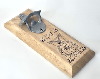 USAF Security Police Veteran Bottle Opener | Engraved Rubberwood Wall Mount Bar Decor