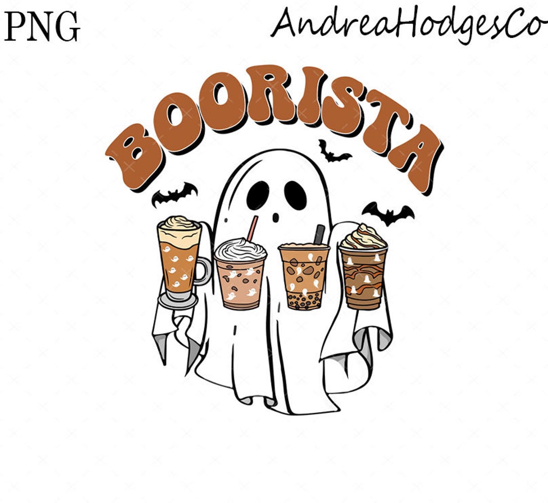 Cute Halloween Ghosts Coffee Png Ghost With Coffee Fall - Etsy