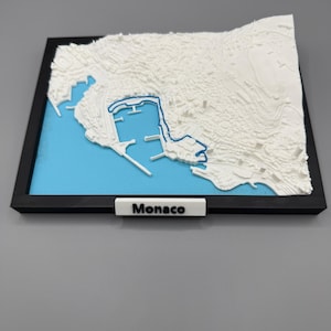 Monaco F1-racebaan Topografische 3D-kaartdecoratie of cadeau