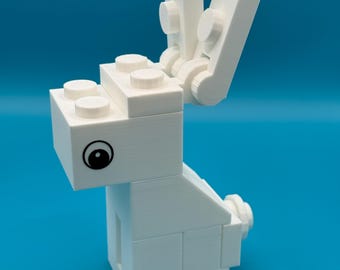 3D Printed Brick Bunny Figurine: DIY Construction Toy Set