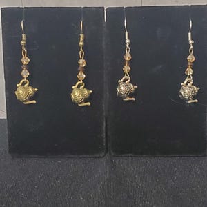 Teapot charm earrings