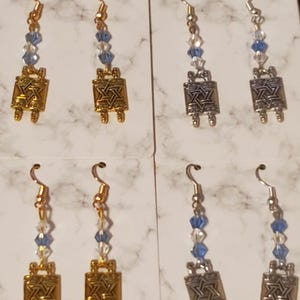 Torah scroll charm earrings