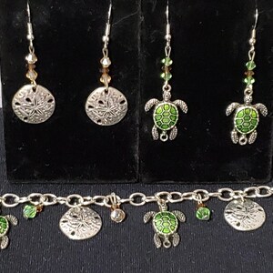 Sea turtle and sand dollar charm jewelry