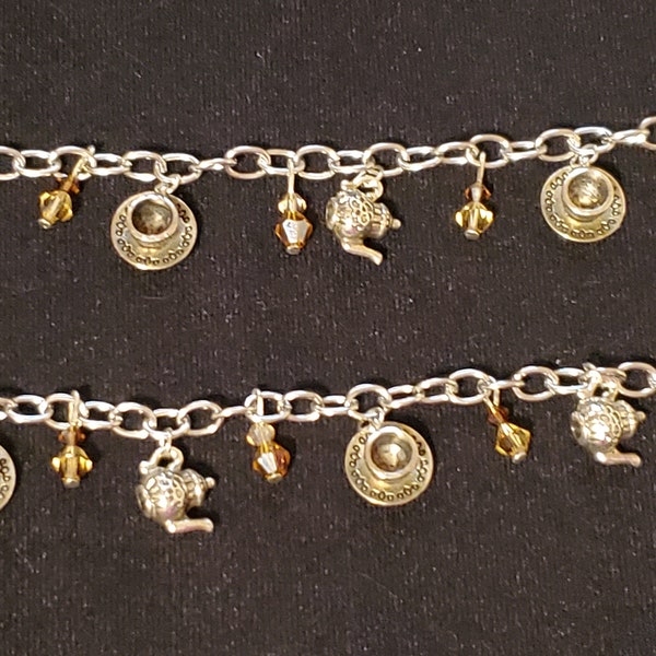 Teapot and teacup charm bracelet