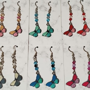 Enamel two toned butterfly charm earrings