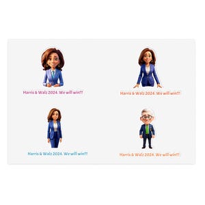 Sticker Sheet, Kamala Harris & Tim Walz 2024 Election Stickers, Inspirational Vinyl Stickers, Laptop Decal Set, Political Campaign