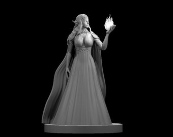 Hechicera elfa femenina, Tomo de las bestias, Miniatura de resina