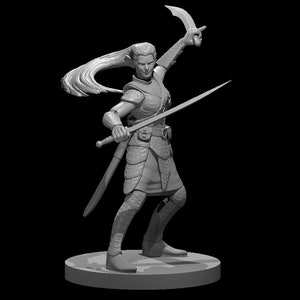 Drow Female Bladesinger with Scimitars | Resin Miniature