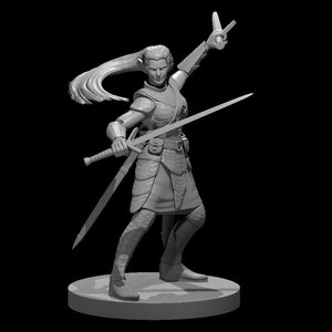 Drow Female Bladesinger with Longswords | Resin Miniature