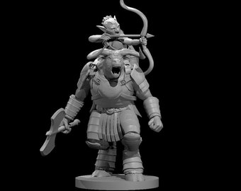 Minotaur Fighter | with Goblin Ranger on his back | Resin Miniature