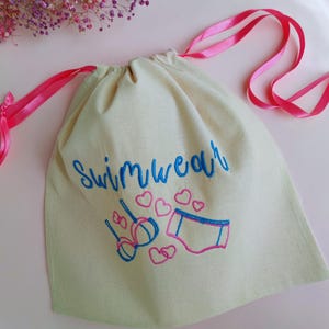 Embroidered Cotton Swimwear Bag- Travel Organizer, Gift Idea in Two Sizes (S & L)
