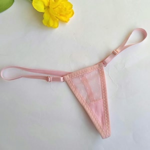 Bikini Extreme Micro Thong de malla transparente rosa