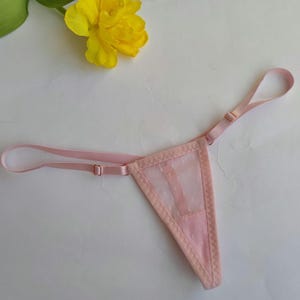 Extreme Micro Thong Bikini pink sheer mesh