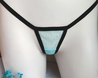 Extreme microstring met mintkleurige doorschijnende mesh