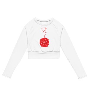 Red flower. Recycled long-sleeve crop top