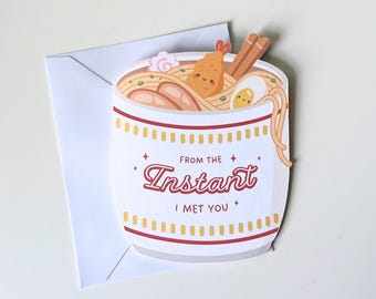 Instant Noodle Greeting Card | Ramen Card | Funny Pun Anniversary Card | Unique Birthday Card | Asian Foodie Snack Card | Blank Inside