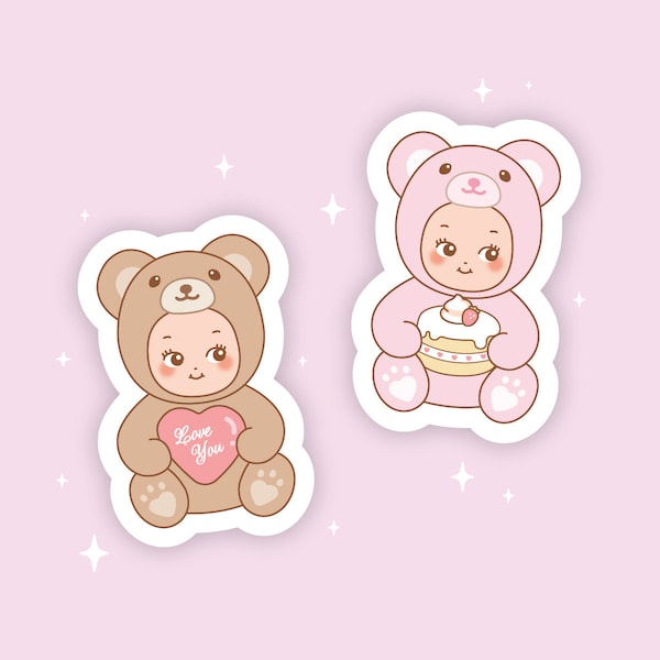 Baby Bear Angel Stickers | Vinyl Waterproof Sticker | Kewpie Baby Sticker | Sonny Angel Sticker | Kawaii Bear Sticker | Laptop Sticker