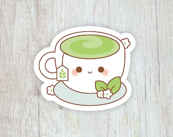Autocollant Matcha | autocollant de thé vert | Autocollant imperméable en vinyle | autocollant mignon | Sticker alimentaire kawaii | Sticker Matcha Latte | Sticker pour ordinateur portable
