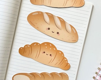 Bread Bakery Bookmarks | Kawaii Baguette Bookmark | Croissant Bookmark | Salt Bread Bookmark | Bread Loaf Bookmark | Laminated on Both Sides