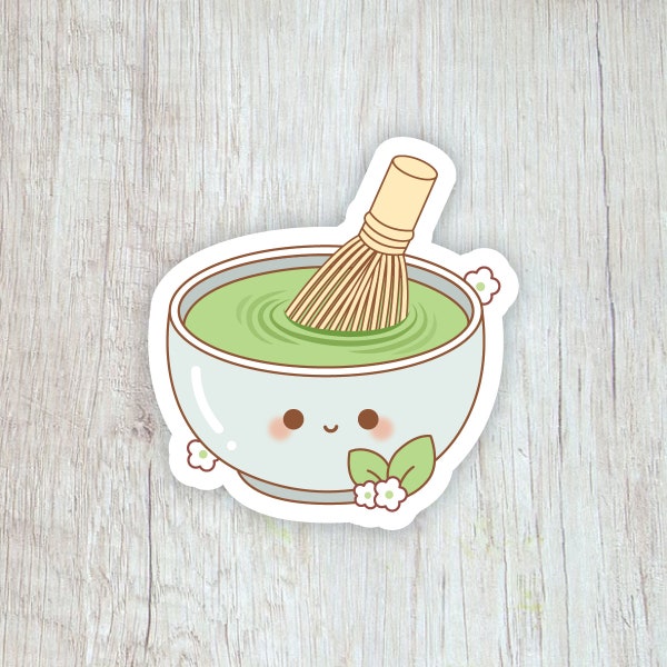 Matcha Whisk Sticker | Matcha Tea Bowl Sticker | Traditional Matcha Sticker | Vinyl Waterproof Sticker | Kawaii Sticker | Laptop Sticker