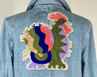Patch Poule Fun Broderie Thermocollant | Touche Pop | Broderie Vêtements | Animaux Loufoques | Pinterest | Custom Jeans | Cadeau Fait Main