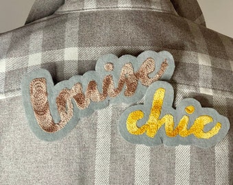Badge Brodé Personnalisable | Patchs Thermocollants | Étiquette Custom pour Sac | Création sur Mesure | Texte Brodé | DIY Customisation Jean