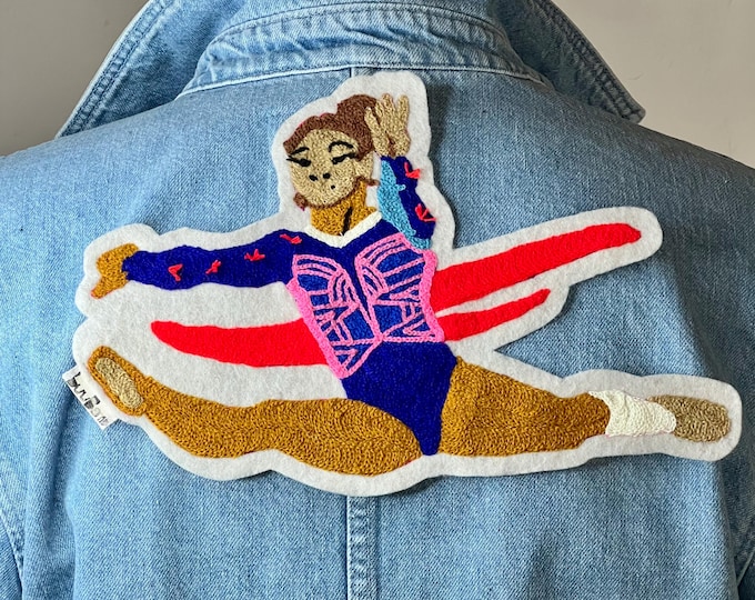 Featured listing image: Embroidered iron-on gymnast patch | Simone | Gymnastics | Jacket customization | Handmade | Athlete gift | Paris 2024