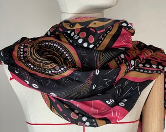 Foulard Africain motif tribal | Tissu Wax Ethnique | Accessoire de Tête Exotique | Cadeau Original pour Elle | Hijab à la Mode | Afro Style
