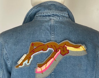 Patch Écusson Motif brodé Dark Angel / point de chaînette / à thermocoller et coudre / style customisé / Pop Rap / Iconique Lil Nas X LGBTQ+