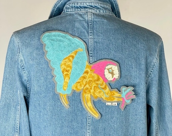 Écusson Thermocollant Chouette Brodée | Patch Point de Chaîne | Accessoire Mode Nocturne | Patch Rapace Sauvage