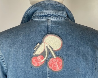 Cherry Embroidered Patch | Cute Pattern Embroidery Patch Iron-on for Jackets, Clothes | Cool Patch Gift for Girlfriend, Best Friend