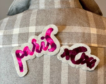 Patch Prénom Personnalisé | Broderie en Point de Chaîne | Écusson Prénom Thermocollant | Cadeau Romantique DIY