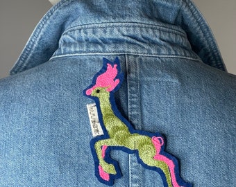 Gazelle embroidery patch model 1 / Gazelle image / Gazelle iron-on patch / Customize jeans / Chain stitch / Clothing tattoo art