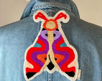 Colorful Moth Embroidery Patch | Fun Multicolor Design | Handmade Gift for Kids | Magical Nature Pinterest Idea | Unique Gift