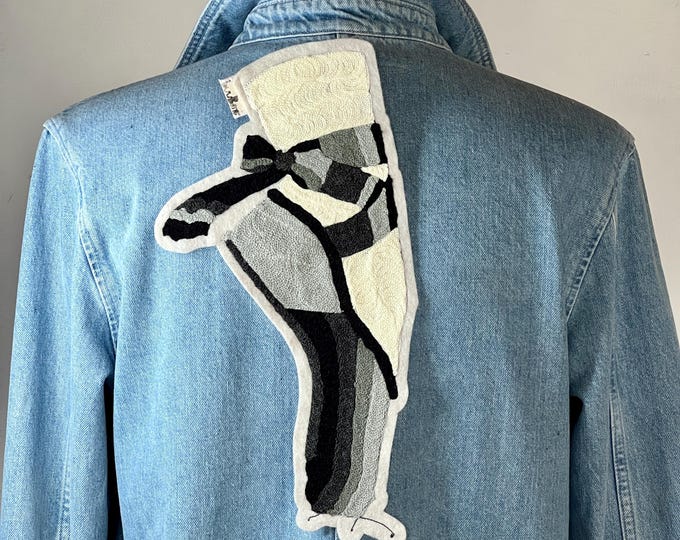 Featured listing image: Embroidered Classical Dance Patch | Chic Art | Black & White | Pointe Shoes | Custom Jeans | Unique Gift | Free Sticker | Pinterest Inspired