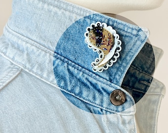 Broche Feuille Florale Minimaliste | Flamme Zoroastrienne Scintillante | Bijou Fait-Main Indien | Style Bohème Chic Perse | Cadeau Fait-main