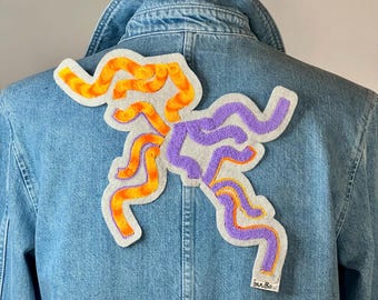 Embroidered Iron-on Patch Maori Motif | Tattoo Inspiration | Unique Design | Abstract Lines | Clothing Customization | Fashion Gift