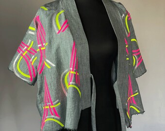 Gilet Kimono Revisité Tour Eiffel Fluo Haut Jinbei Jeux