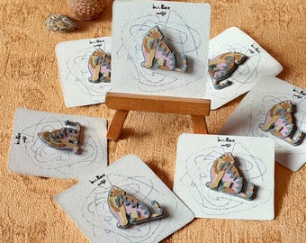 3D PLA tiger cat pin, 30mm design
