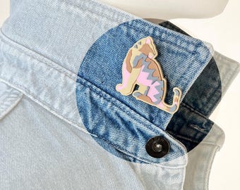 Beige PLA cat/tiger cat brooch, 50 mm, 3D design