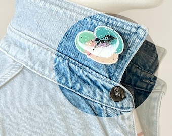 Bijou Cheval Sauvage Stylisé | Broche Pailletée Bleu Électrique Or Brillant | Couleurs Pastels | Nature Enchantée | Cadeau Retour en Enfance