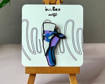 Chic Dance 3D Brooch | Sleek Black Lavender Design | Arty Fashion Accessory | PLA Ethical Jewelry | Elegant Gift | Fauvism | Unique Design