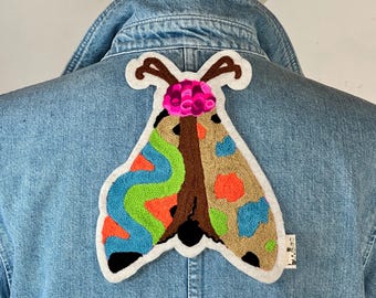 Embroidered Iron-on Fantasy Butterfly Patch | Crazy Colors | Boho Fashion | Pinterest Idea | Customize Denim Jacket | Magical Nature