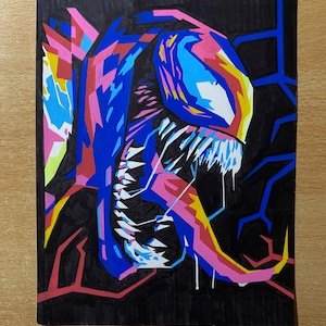 Venom Illustration Art Design geometric draw with uni posca graphic Pop Art - Disegno Venom illustrazione geometrica grafica